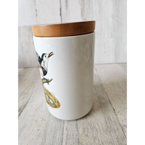 Portmerion white wigtail birds of Britain England canister RARE vintage - Picture 3 of 8